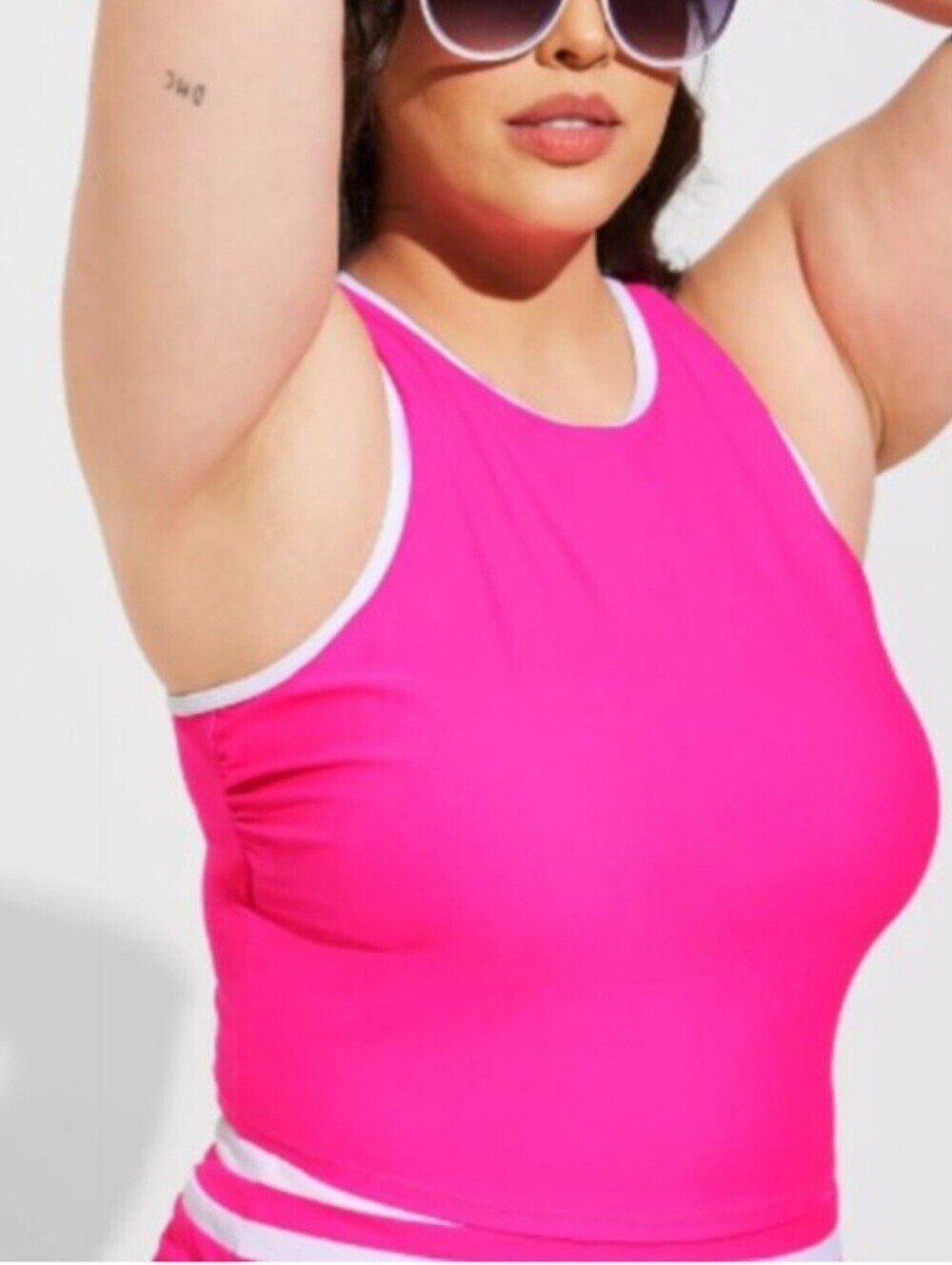 Torrid Hot Pink Racerback Tank with White Trim